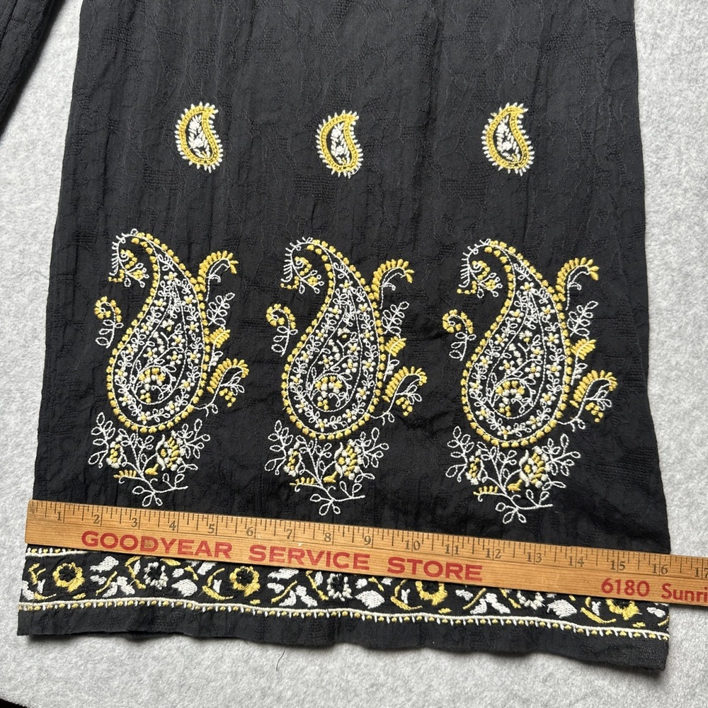 Anthropologie Maeve Smocked Wide Leg Embroidered Pants lined boho festival Small - Picture 11 of 11